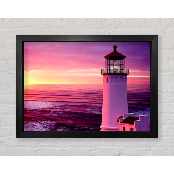 Bright Star Lighthouse Pink Sunset - Single Picture Frame Art Prints | Wayfair.co.uk